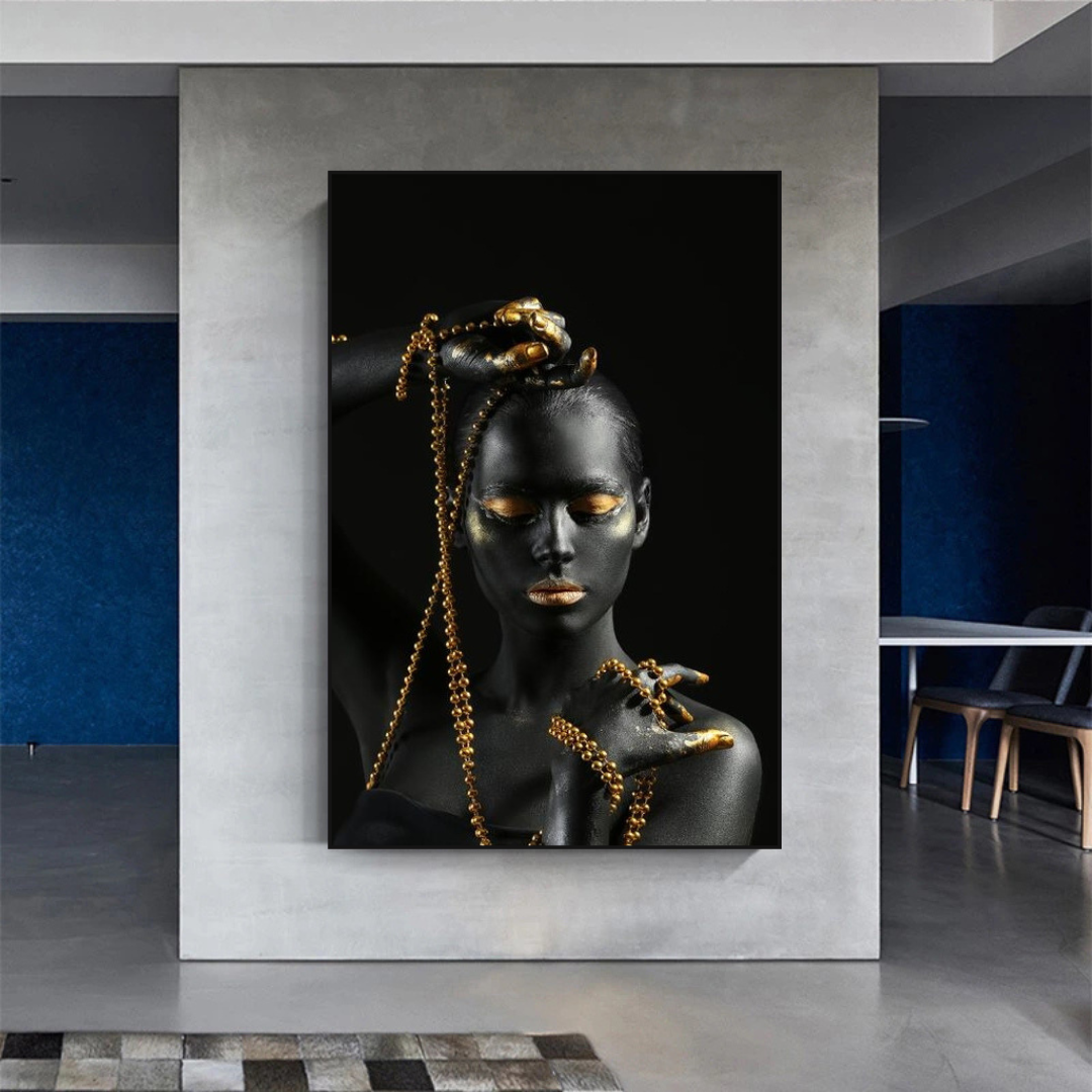 ChandeliersDecor.com-Wall Posters-Afro Girl in Beads Jewel Canvas Wall Art