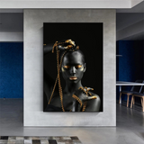 ChandeliersDecor.com-Wall Posters-Afro Girl in Beads Jewel Canvas Wall Art
