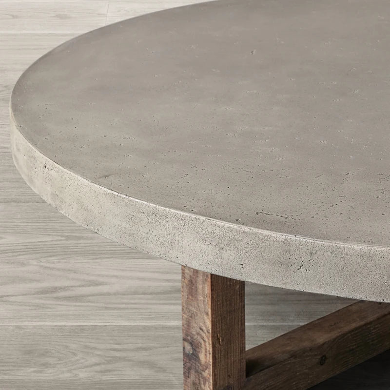 ChandeliersDecor.com-Coffee Tables-Aged Pine Wood Round Coffee Table