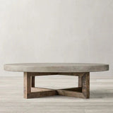 ChandeliersDecor.com-Coffee Tables-Aged Pine Wood Round Coffee Table