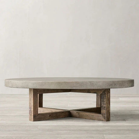 ChandeliersDecor.com-Coffee Tables-Aged Pine Wood Round Coffee Table