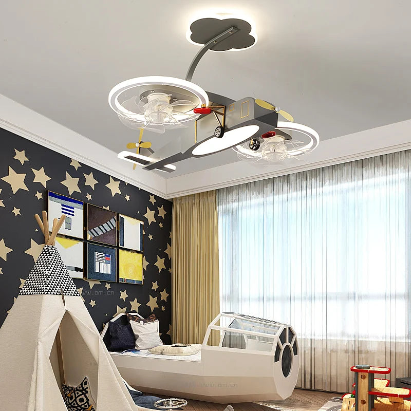 ChandeliersDecor.com-Kids Room Nursery Lighting-Airplane Fan Light for Kids Bedroom