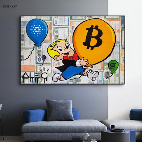 ChandeliersDecor.com-Monopoly Wall Poster-Alec Monopoly and Richie Bitcoin Canvas Print - Wall Decor