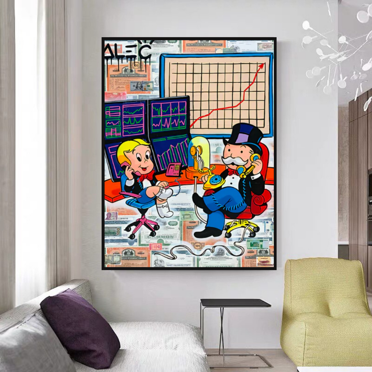 ChandeliersDecor.com-Monopoly Wall Poster-Alec Monopoly and Richie Rich in Forex Trading Crypto Canvas Print