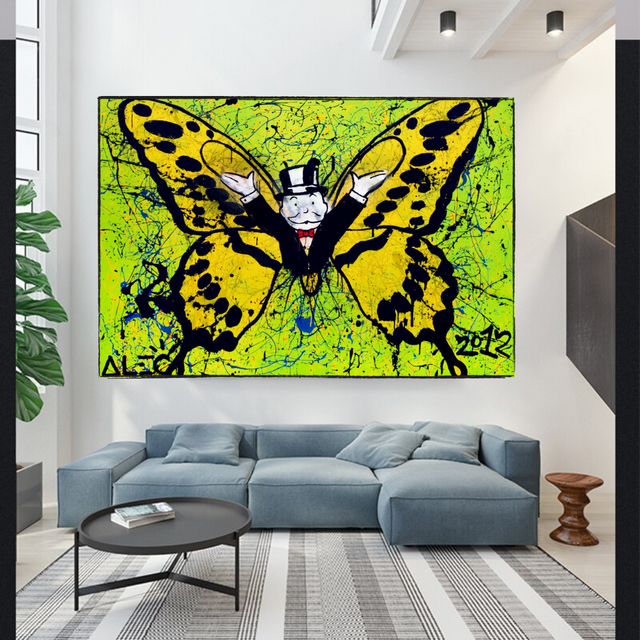 ChandeliersDecor.com-Monopoly Wall Poster-Alec Monopoly Art for Sale: Money Man Got Wings Canvas
