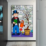 ChandeliersDecor.com-Monopoly Wall Poster-Alec Monopoly Art: Money Grows Graffiti Canvas Print