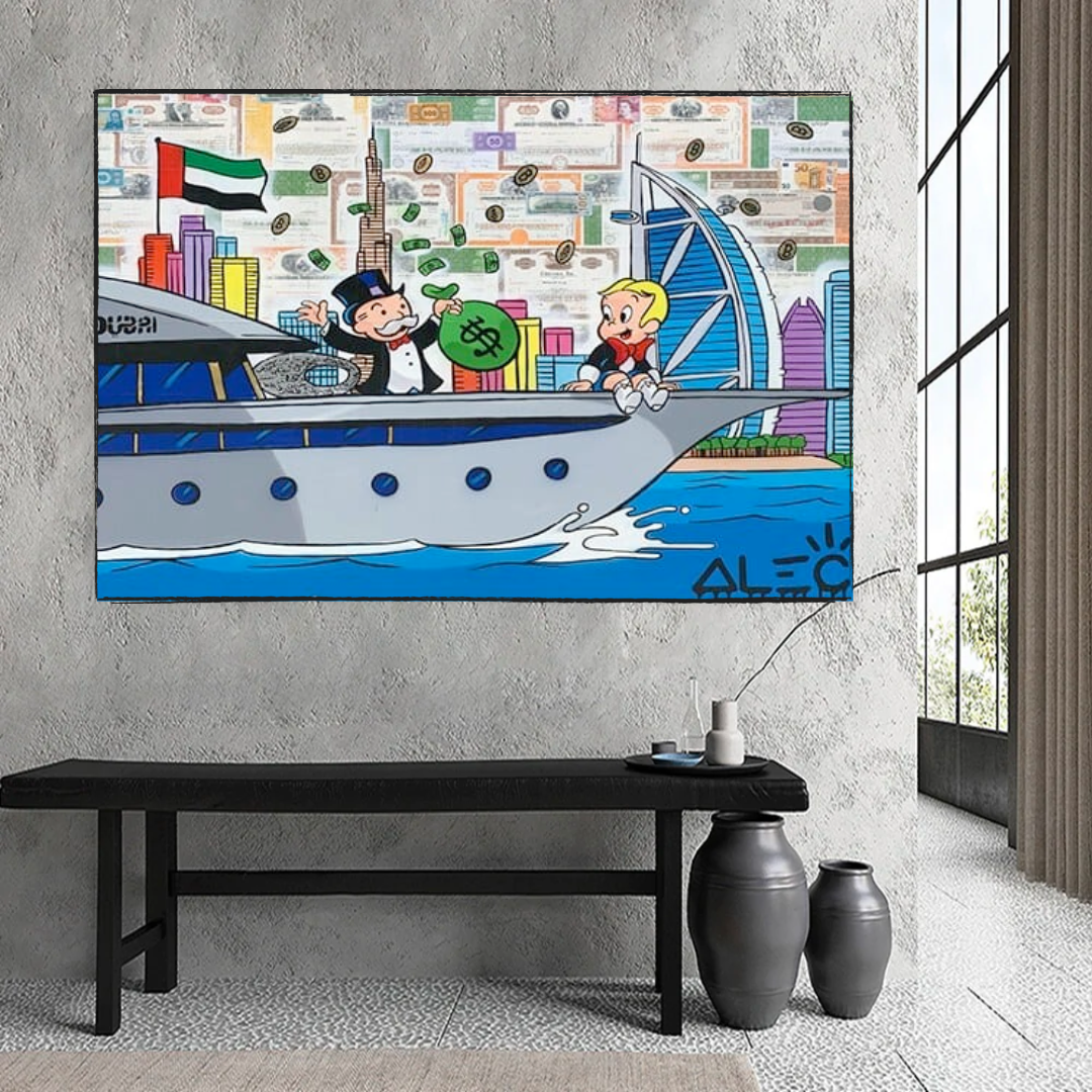 ChandeliersDecor.com-Monopoly Wall Poster-Alec Monopoly Art: Richie Rich Cruising Canvas Wall Art