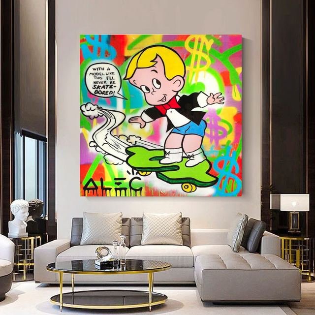 ChandeliersDecor.com-Monopoly Wall Poster-Alec Monopoly Art - Richie Rich Money Skating