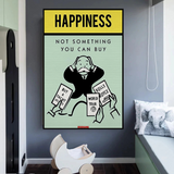ChandeliersDecor.com-Monopoly Wall Poster-Alec Monopoly Cant Buy Happiness Play Card Canvas Wall Art