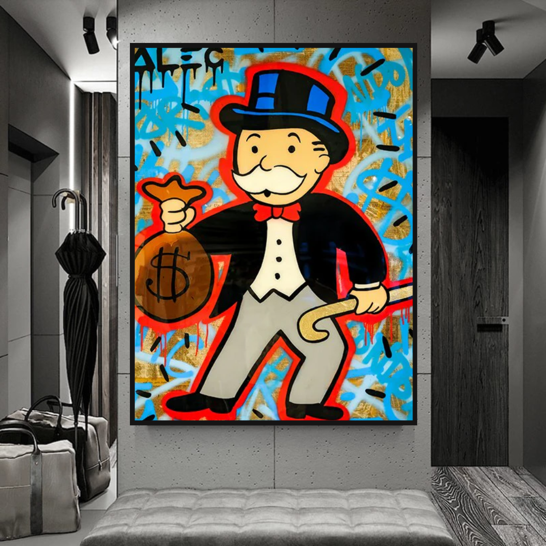 ChandeliersDecor.com-Monopoly Wall Poster-Alec Monopoly Canvas Wall Art - Money Bag