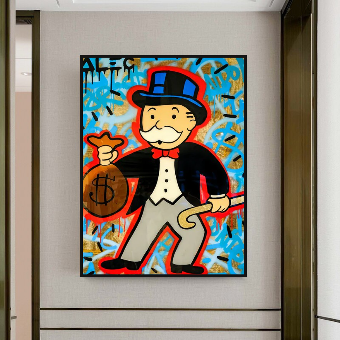 ChandeliersDecor.com-Monopoly Wall Poster-Alec Monopoly Canvas Wall Art - Money Bag
