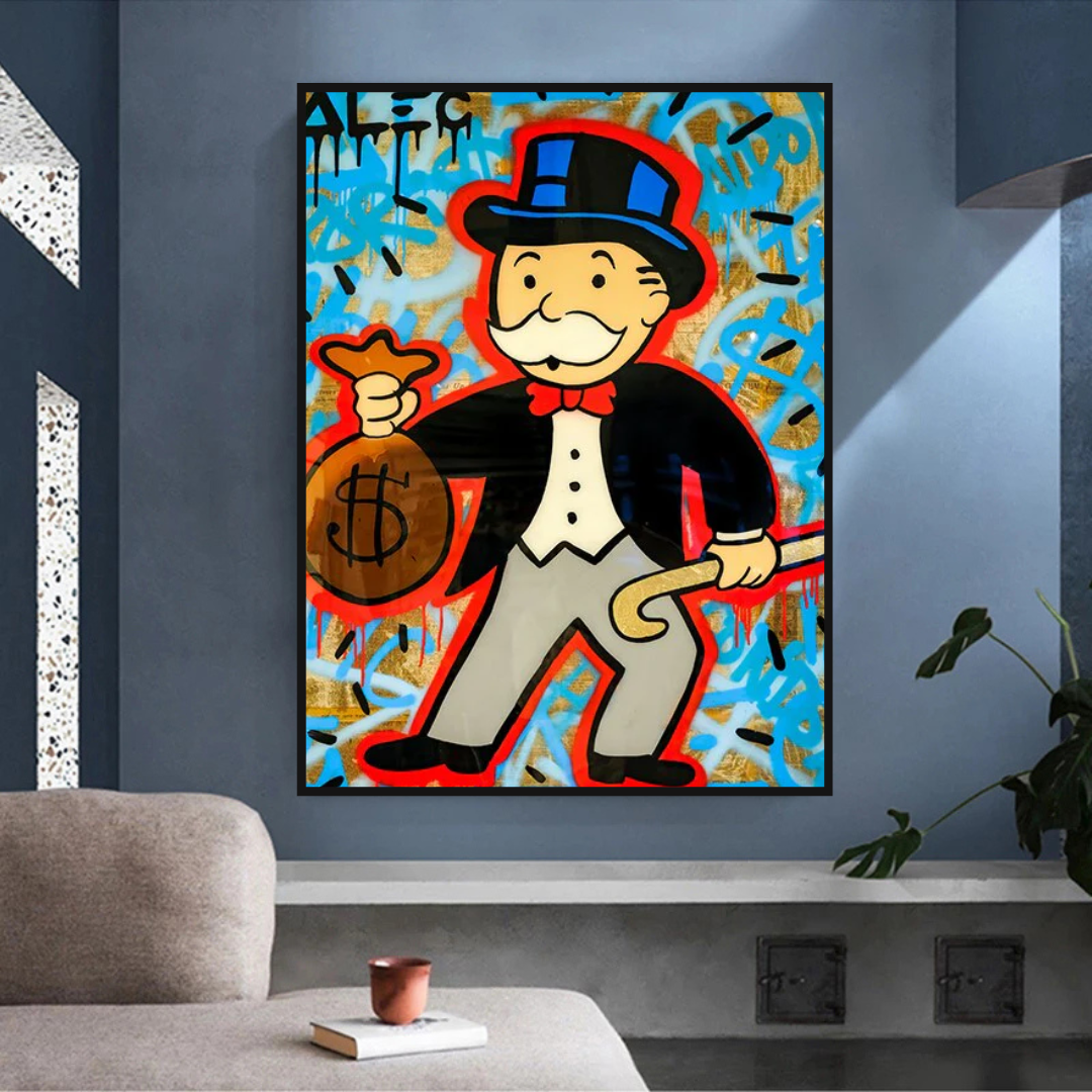 ChandeliersDecor.com-Monopoly Wall Poster-Alec Monopoly Canvas Wall Art - Money Bag