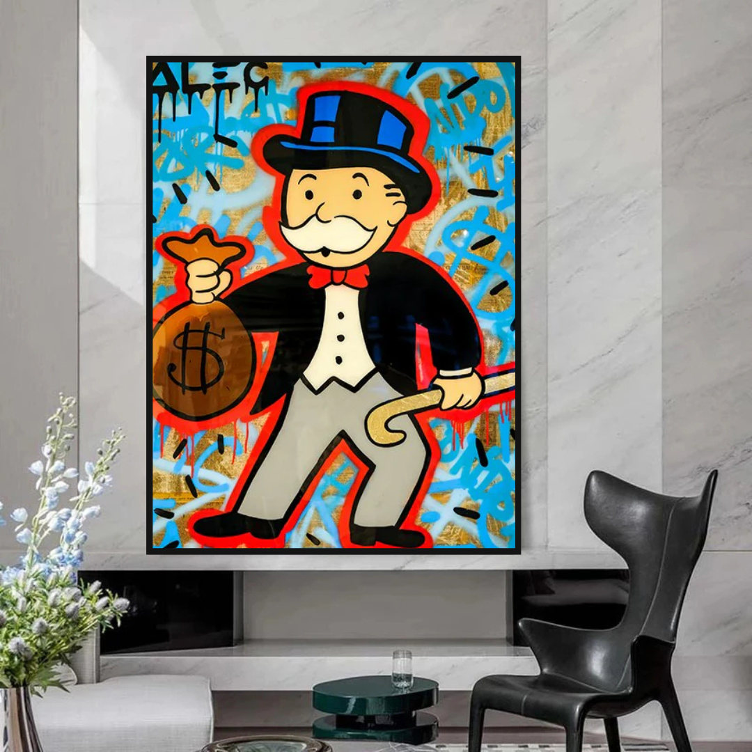 ChandeliersDecor.com-Monopoly Wall Poster-Alec Monopoly Canvas Wall Art - Money Bag