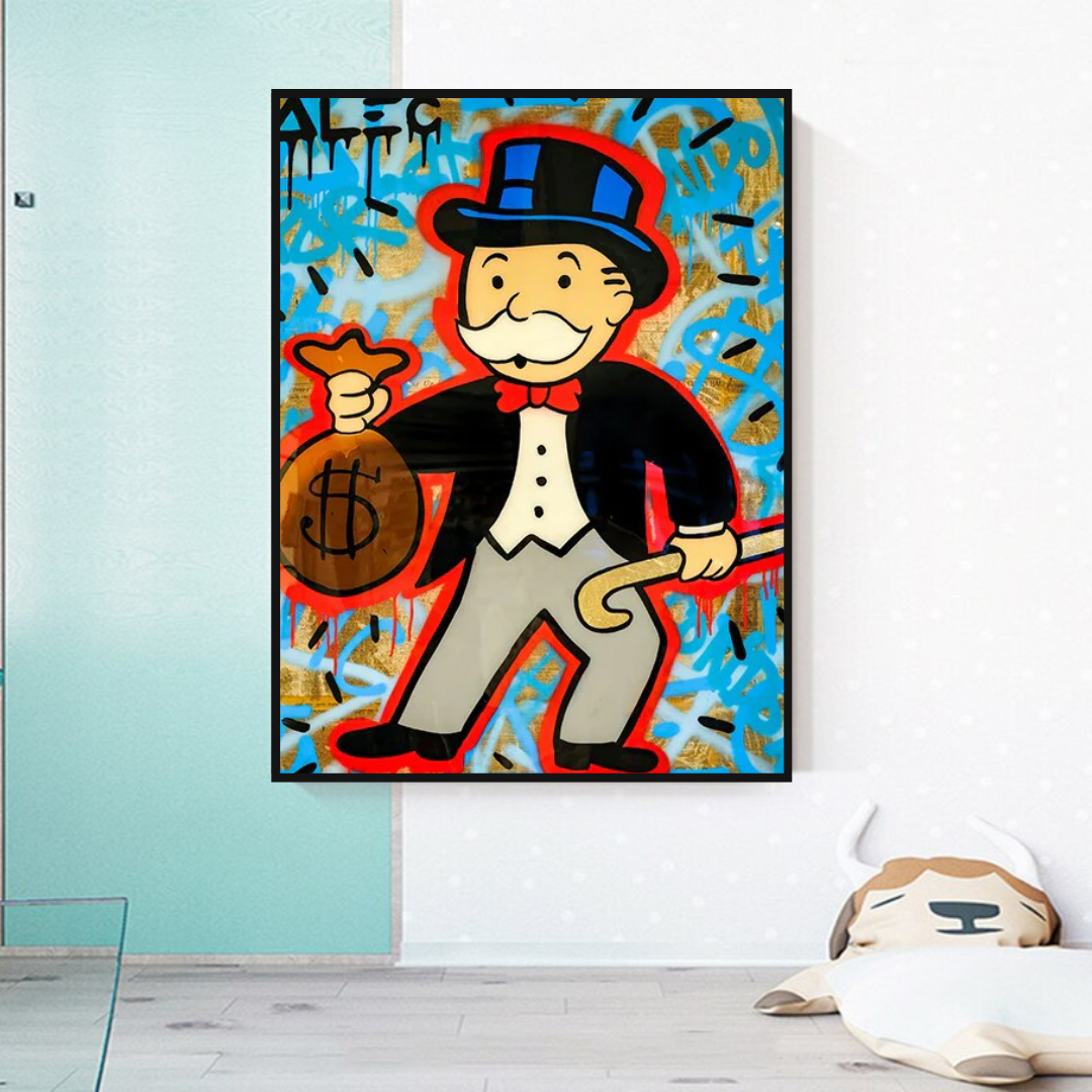 ChandeliersDecor.com-Monopoly Wall Poster-Alec Monopoly Canvas Wall Art - Money Bag