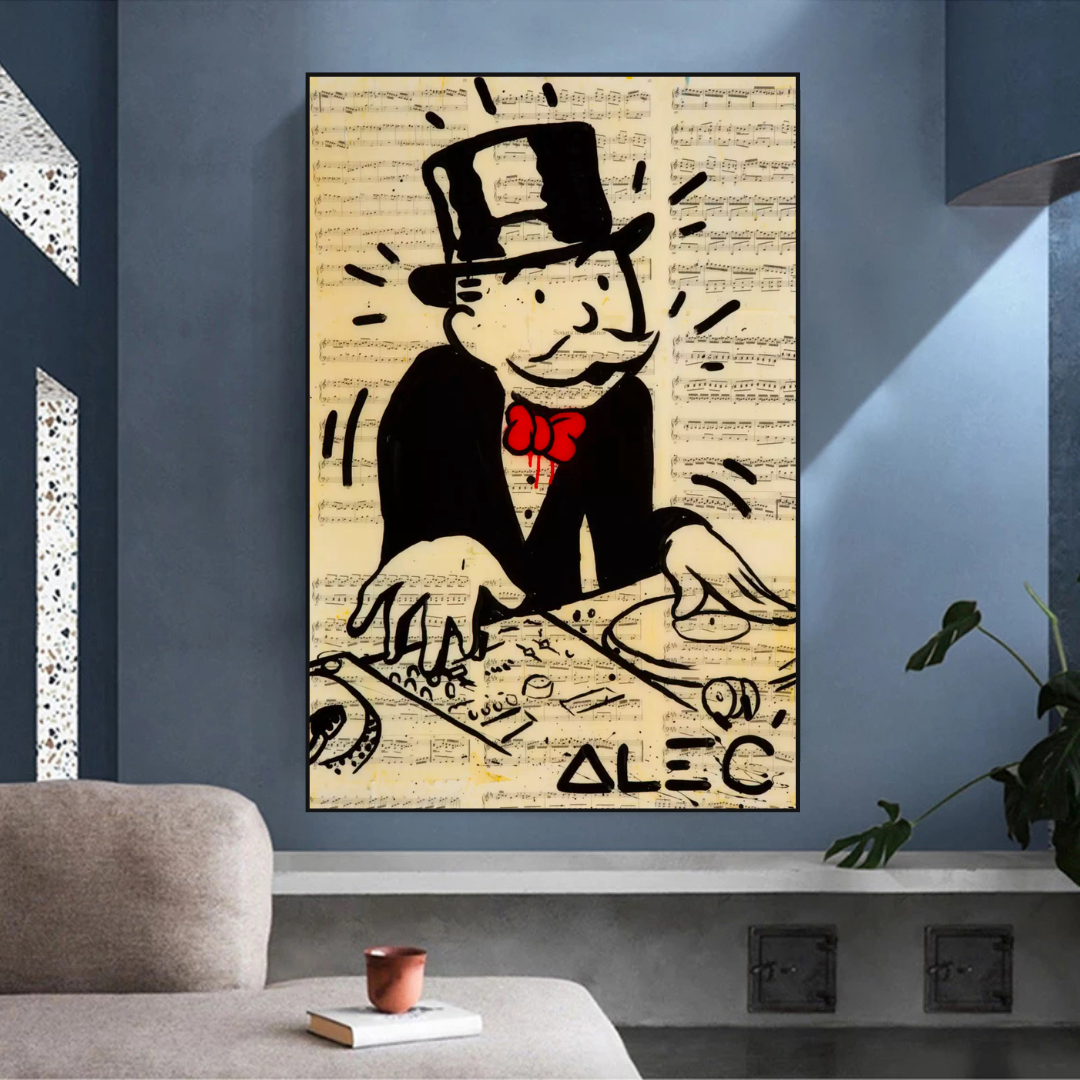 ChandeliersDecor.com-Monopoly Wall Poster-Alec Monopoly DJ Icon Art Canvas Print - Money Man Series
