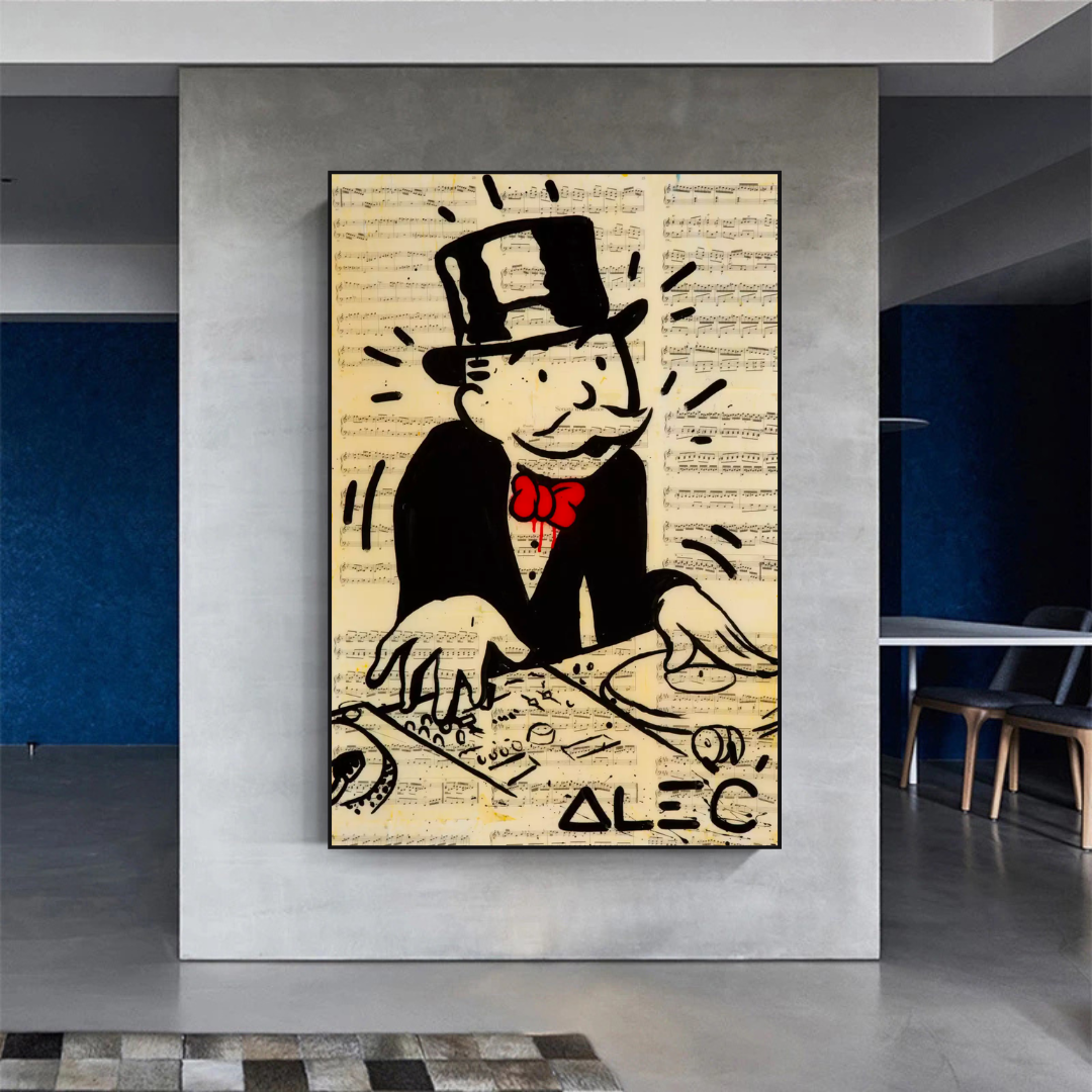 ChandeliersDecor.com-Monopoly Wall Poster-Alec Monopoly DJ Icon Art Canvas Print - Money Man Series