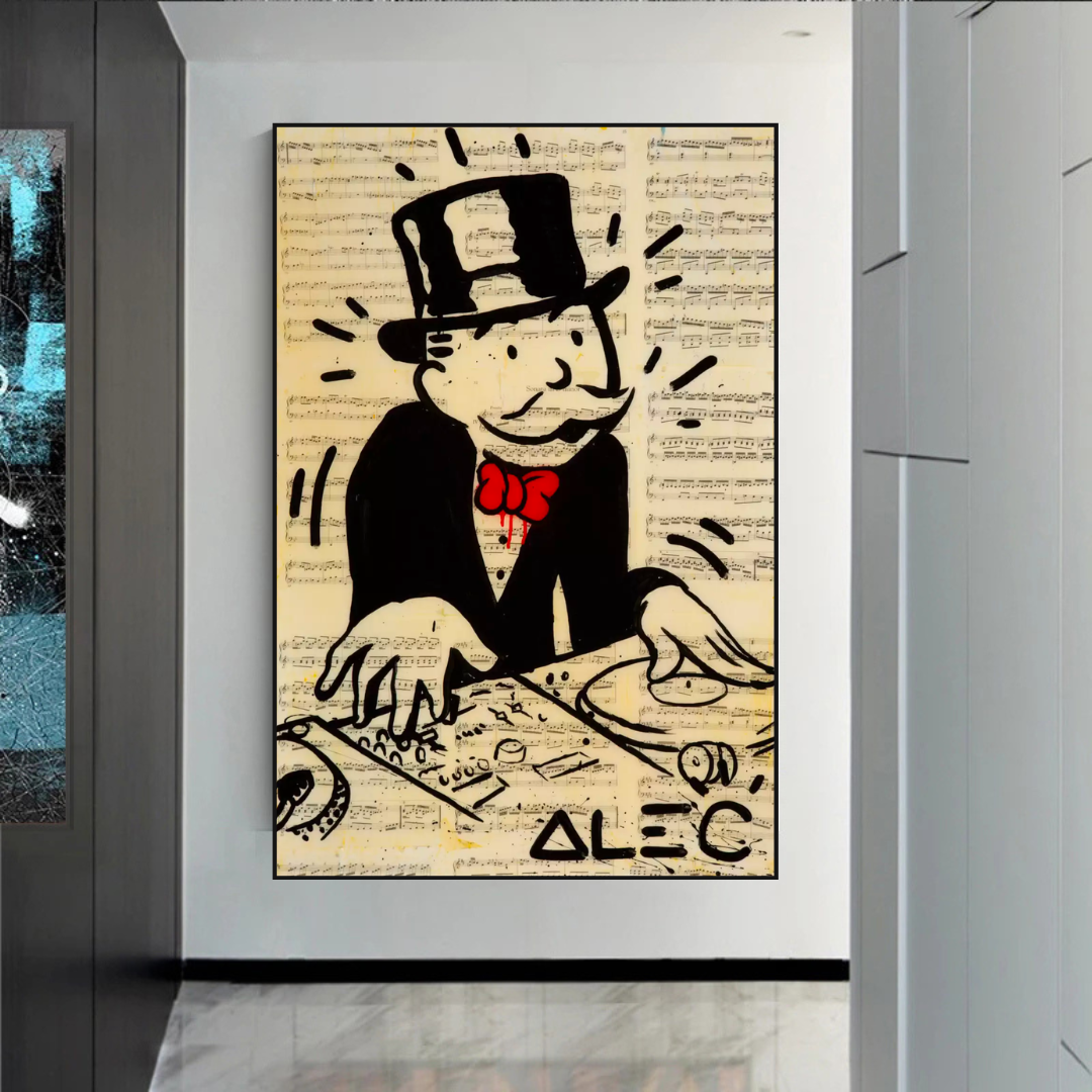 ChandeliersDecor.com-Monopoly Wall Poster-Alec Monopoly DJ Icon Art Canvas Print - Money Man Series