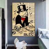 ChandeliersDecor.com-Monopoly Wall Poster-Alec Monopoly DJ Icon Art Canvas Print - Money Man Series