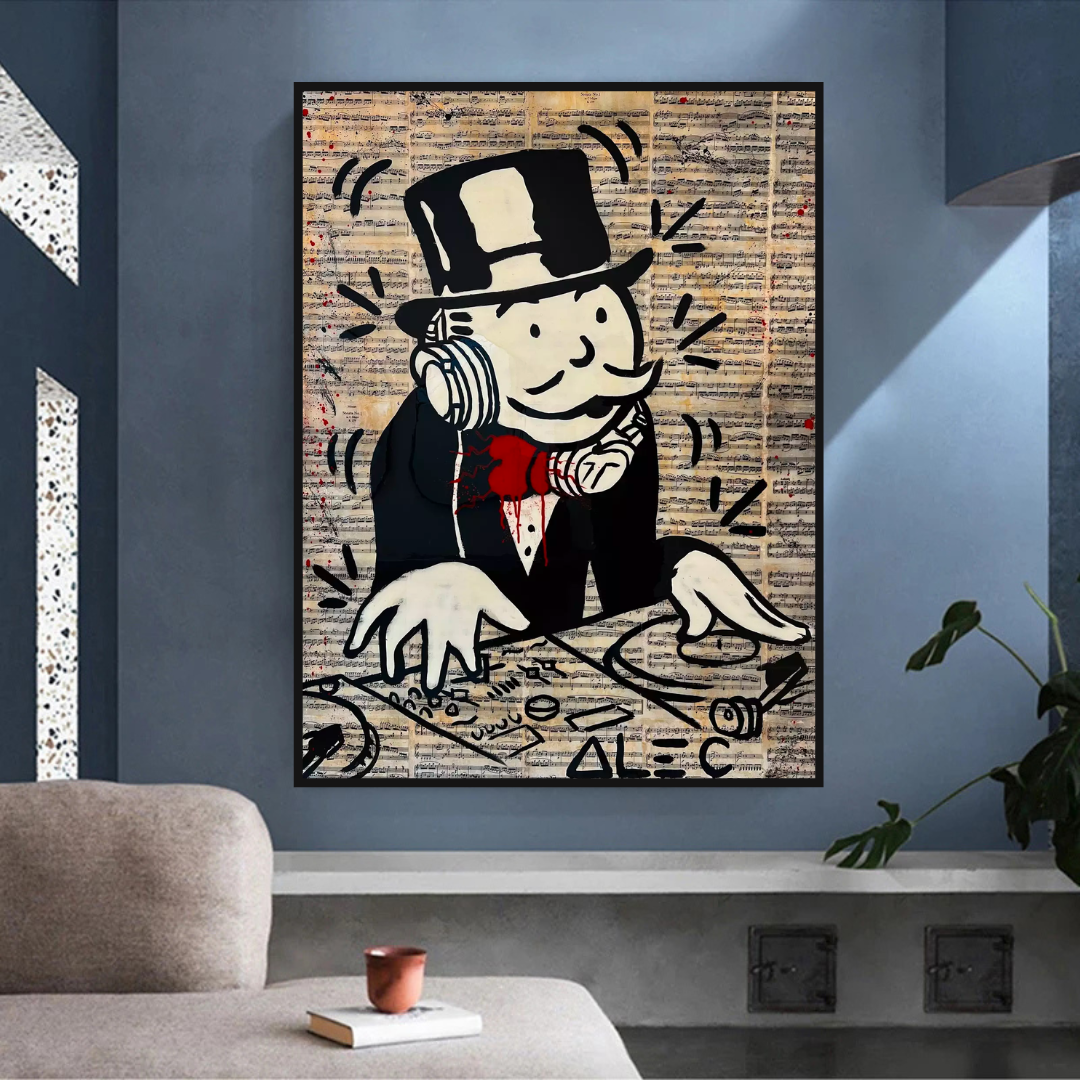 ChandeliersDecor.com-Monopoly Wall Poster-Alec Monopoly DJ Money Man Canvas Print - Limited Edition.
