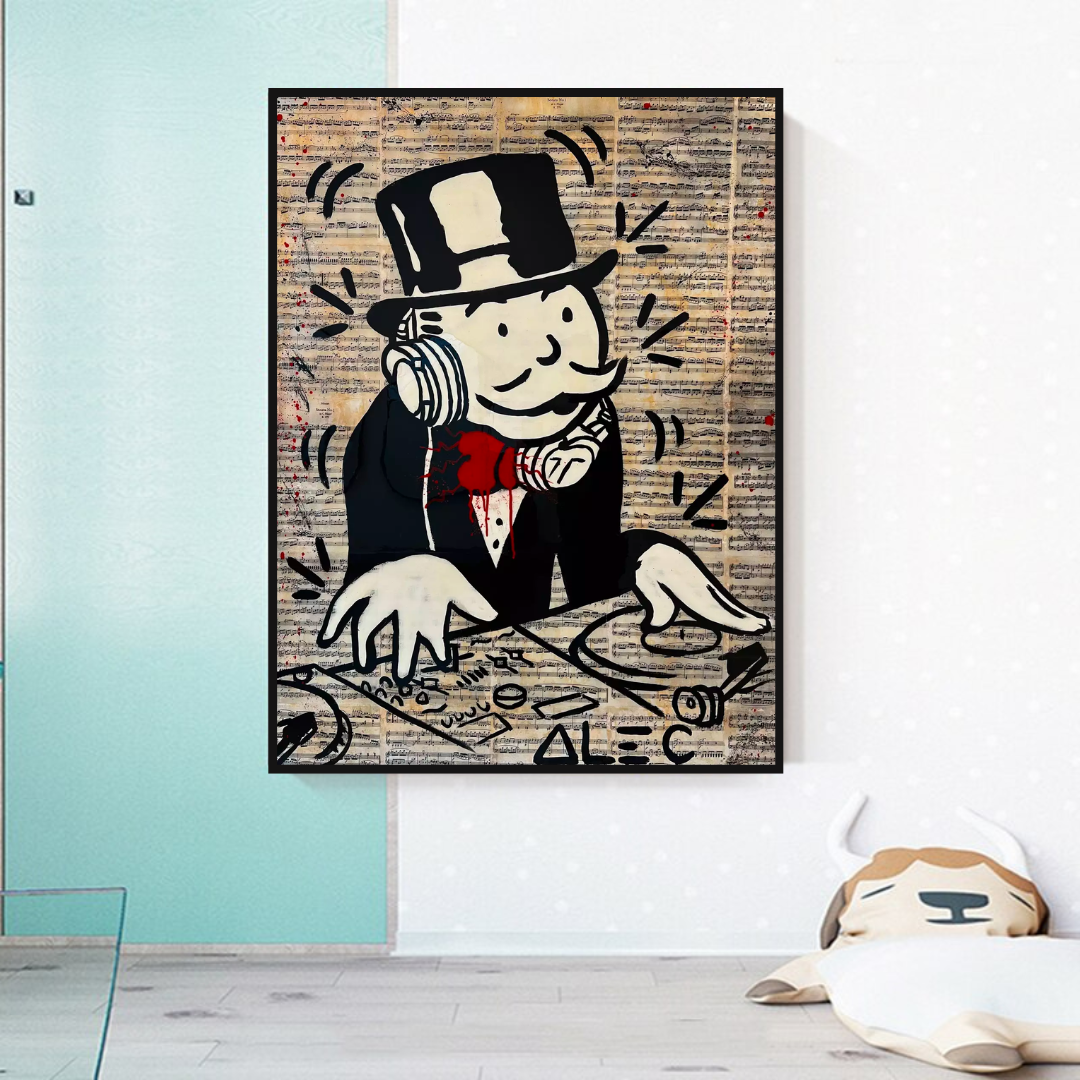 ChandeliersDecor.com-Monopoly Wall Poster-Alec Monopoly DJ Money Man Canvas Print - Limited Edition.