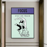 ChandeliersDecor.com-Monopoly Wall Poster-Alec Monopoly Focus Stay on Track Play Card Canvas Wall Art