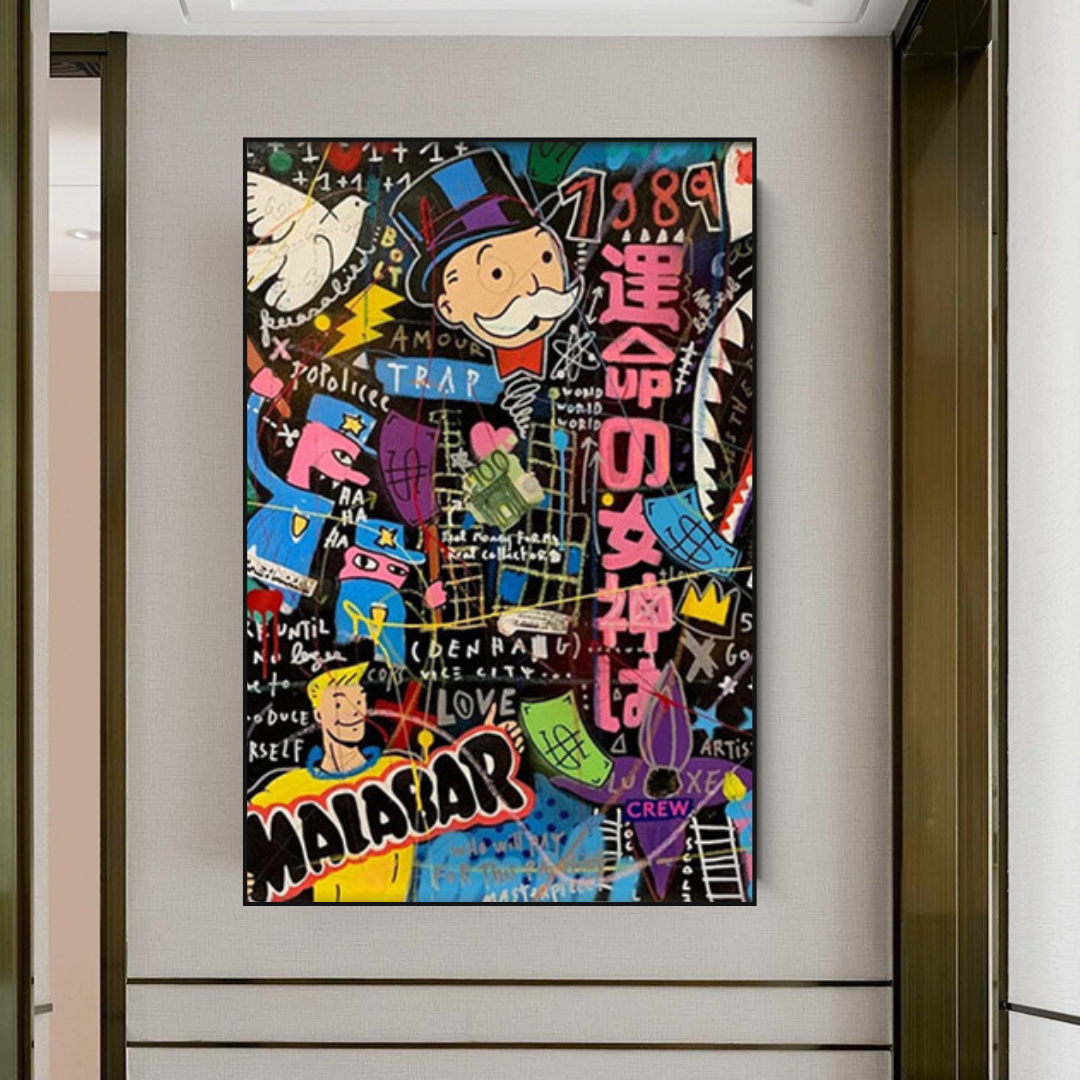 ChandeliersDecor.com-Monopoly Wall Poster-Alec Monopoly Graffiti Money Man Millionaire Canvas Wall Art