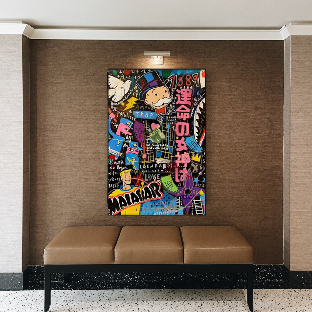 ChandeliersDecor.com-Monopoly Wall Poster-Alec Monopoly Graffiti Money Man Millionaire Canvas Wall Art