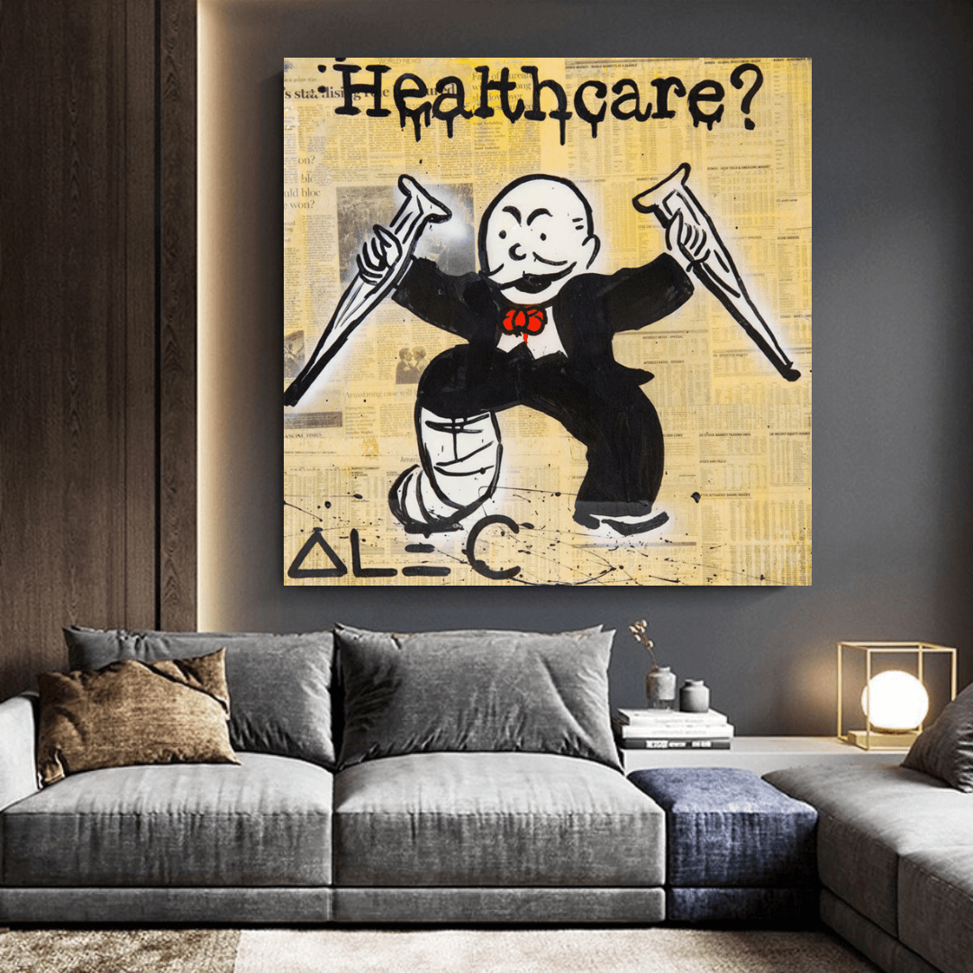 ChandeliersDecor.com-Monopoly Wall Poster-Alec Monopoly Healthcare Medical Newspaper Canvas Wall Art