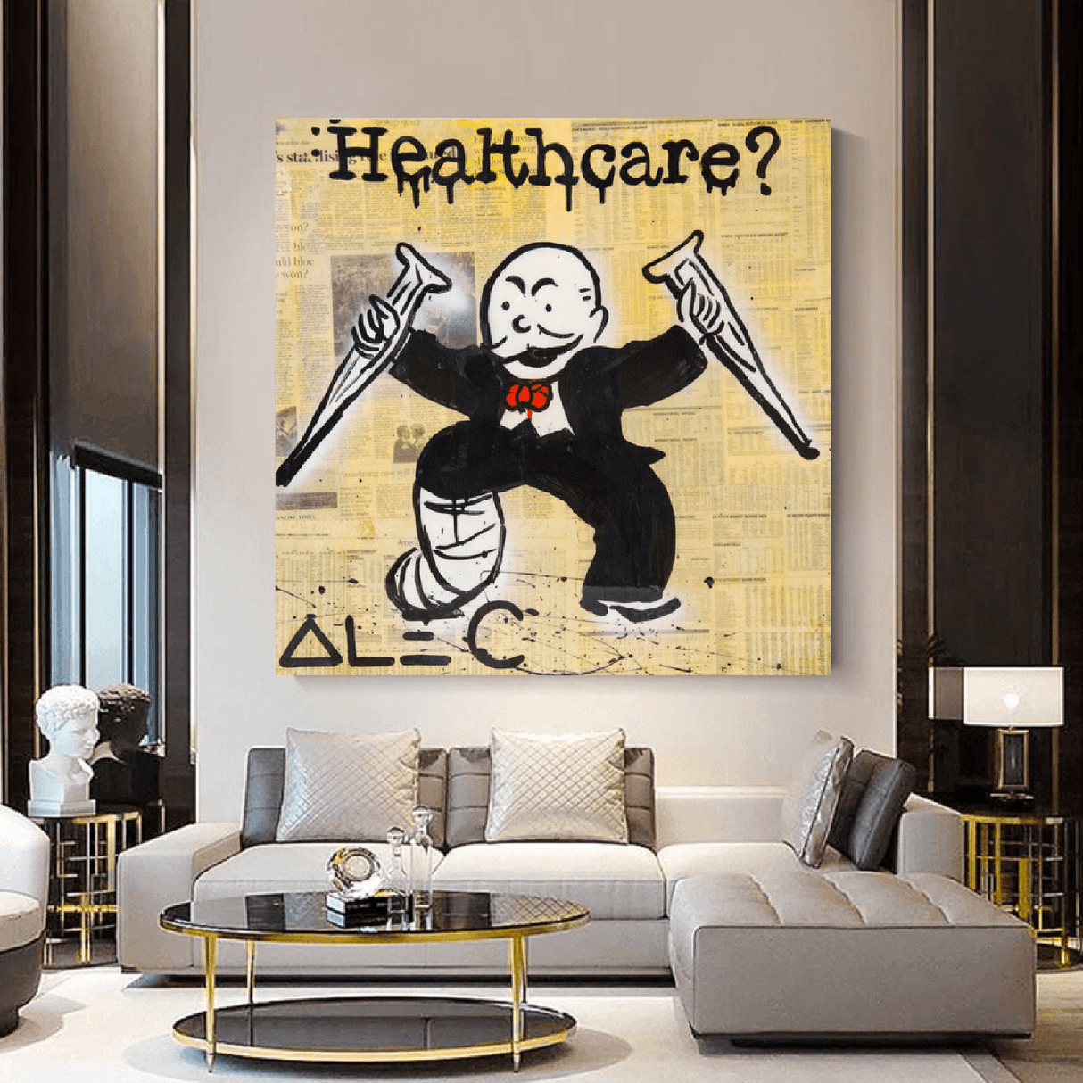 ChandeliersDecor.com-Monopoly Wall Poster-Alec Monopoly Healthcare Medical Newspaper Canvas Wall Art