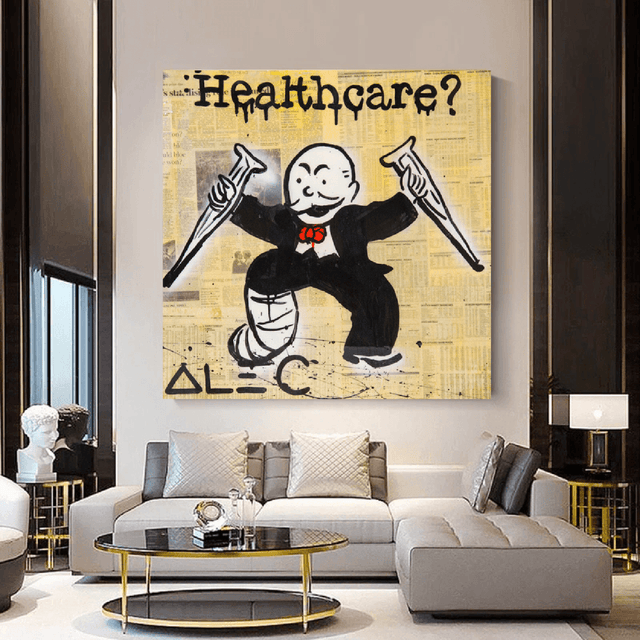 ChandeliersDecor.com-Monopoly Wall Poster-Alec Monopoly Healthcare Medical Newspaper Canvas Wall Art