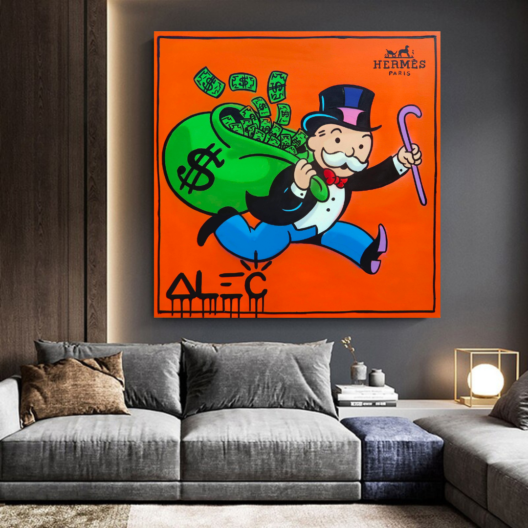ChandeliersDecor.com-Monopoly Wall Poster-Alec Monopoly Hermes Art - Money Man Canvas Print