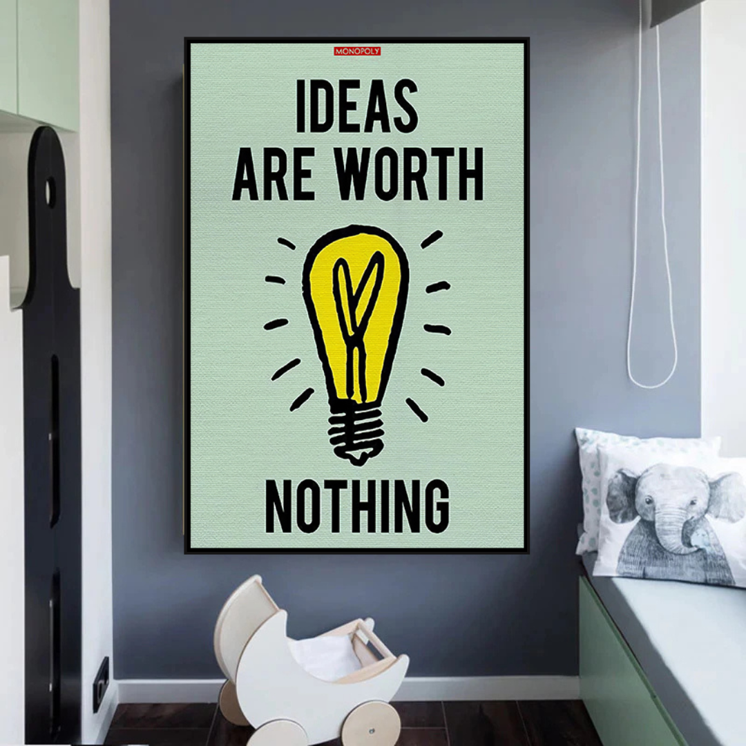 ChandeliersDecor.com-Monopoly Wall Poster-Alec Monopoly Ideas are Worth Nothing Play Card Canvas Wall Art