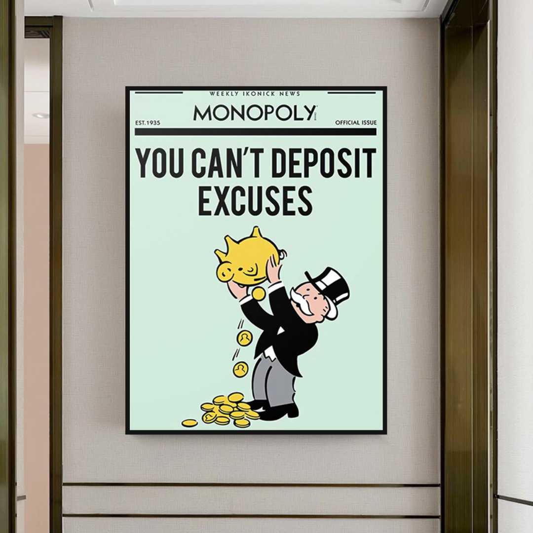 ChandeliersDecor.com-Monopoly Wall Poster-Alec Monopoly If You Can’t Deposit Excuses Play Card Canvas Wall Art