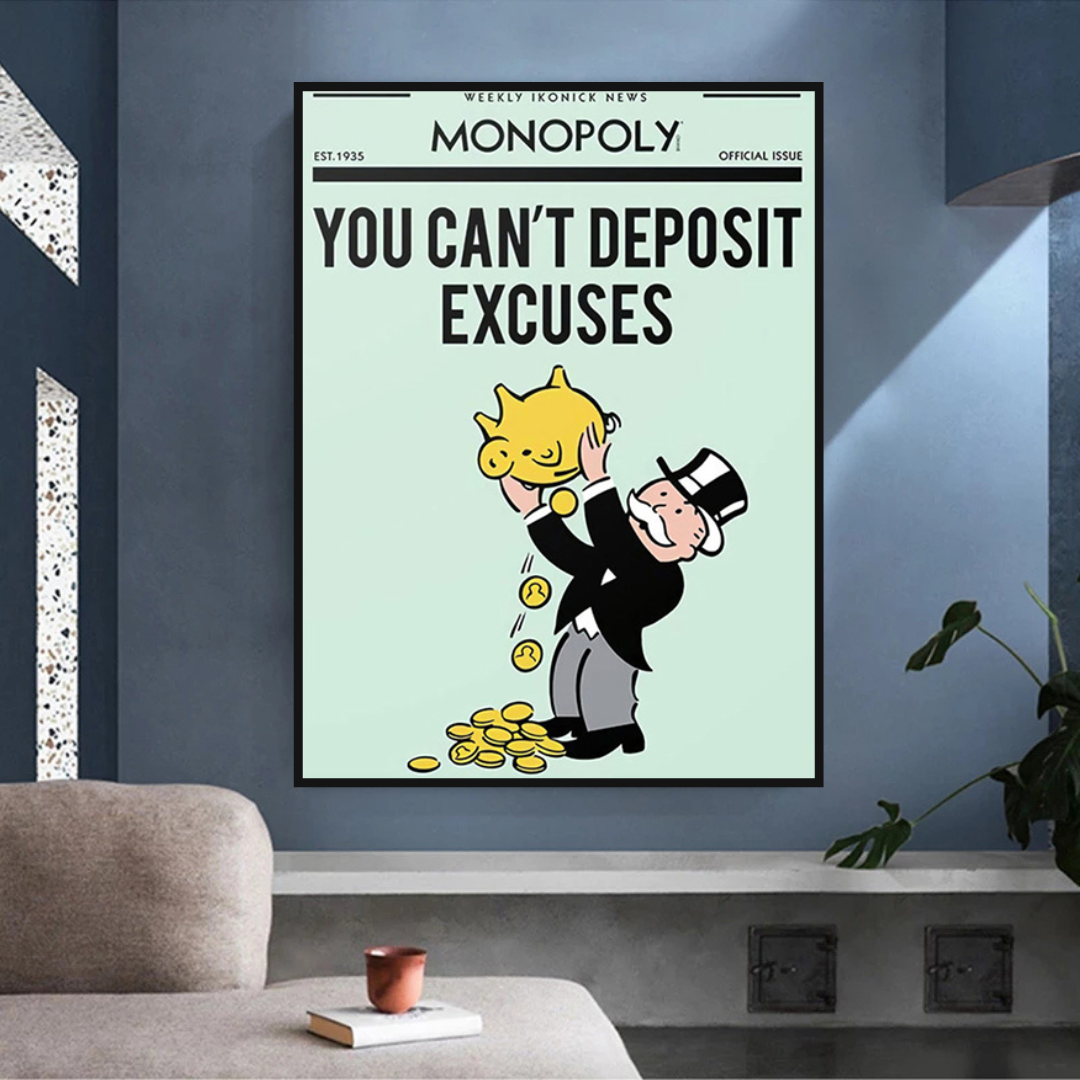 ChandeliersDecor.com-Monopoly Wall Poster-Alec Monopoly If You Can’t Deposit Excuses Play Card Canvas Wall Art