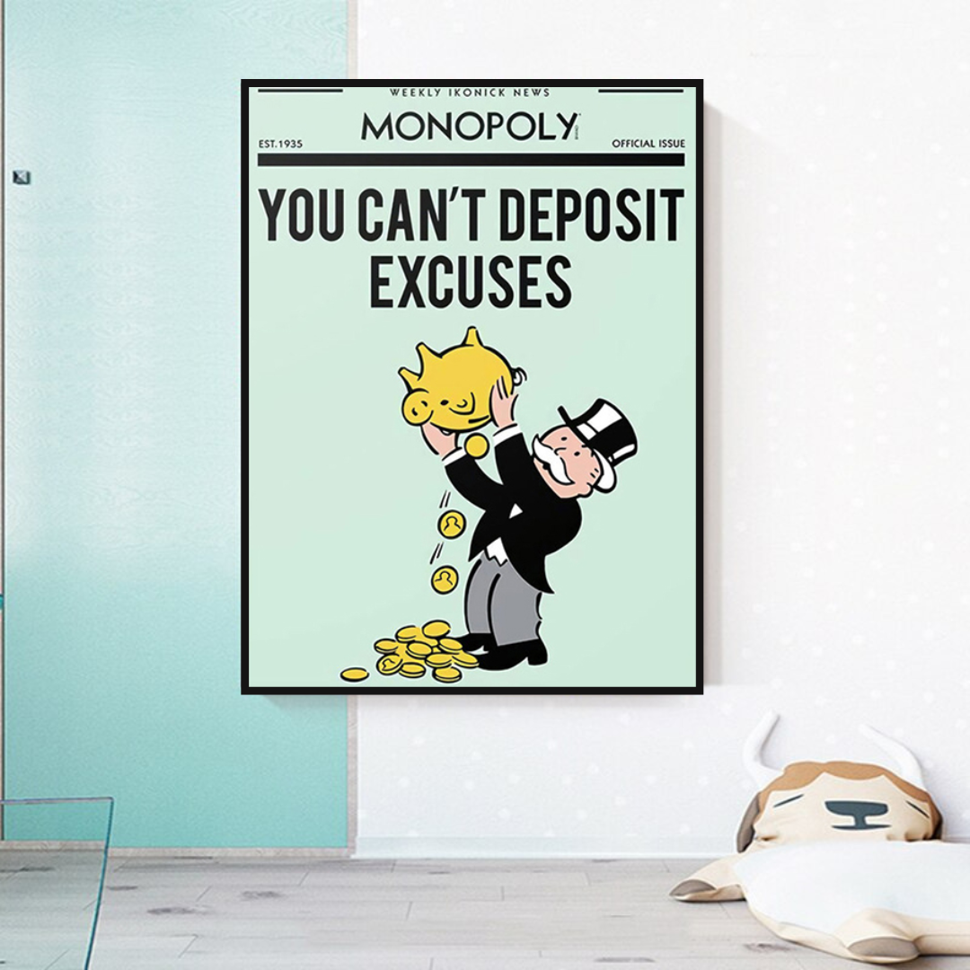 ChandeliersDecor.com-Monopoly Wall Poster-Alec Monopoly If You Can’t Deposit Excuses Play Card Canvas Wall Art