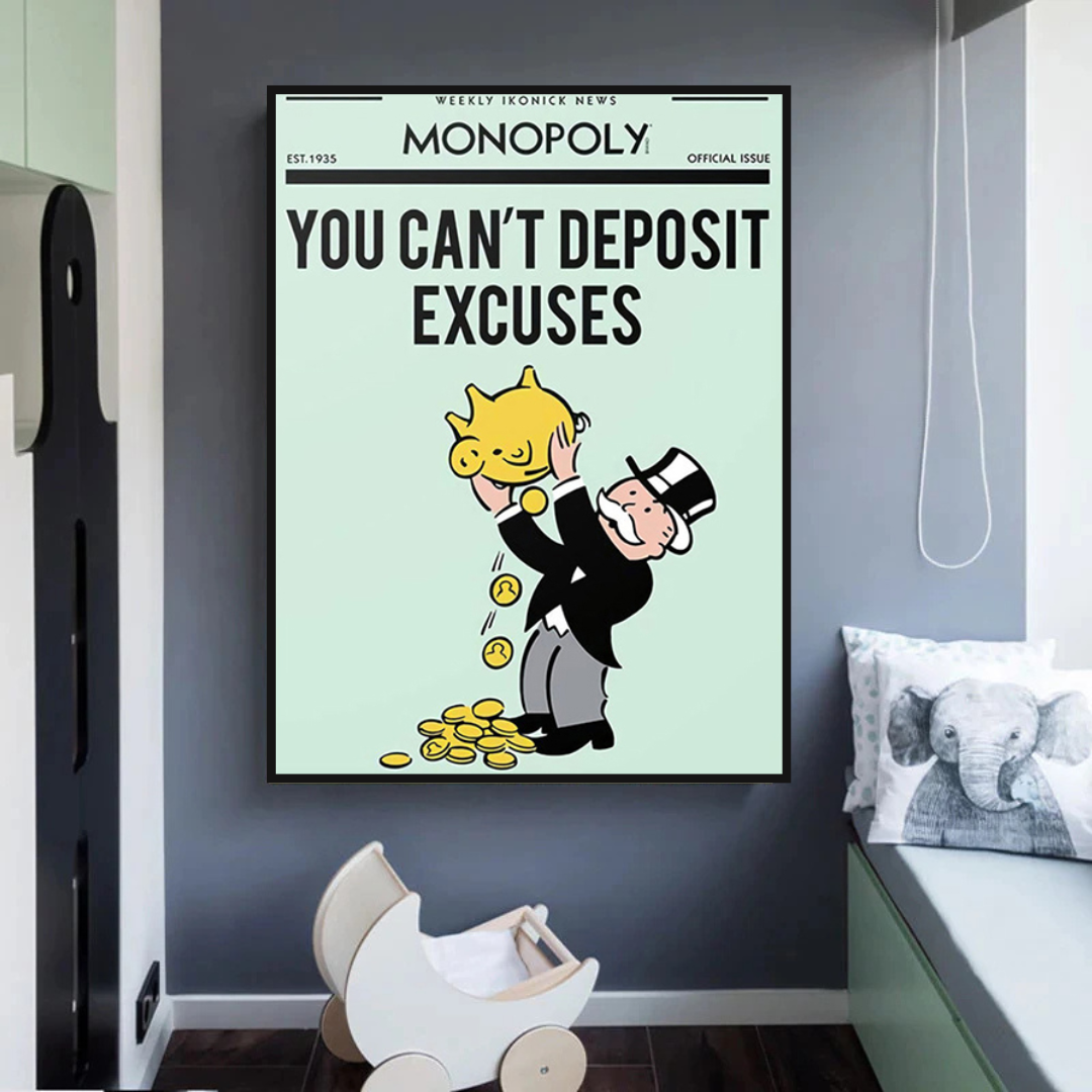 ChandeliersDecor.com-Monopoly Wall Poster-Alec Monopoly If You Can’t Deposit Excuses Play Card Canvas Wall Art
