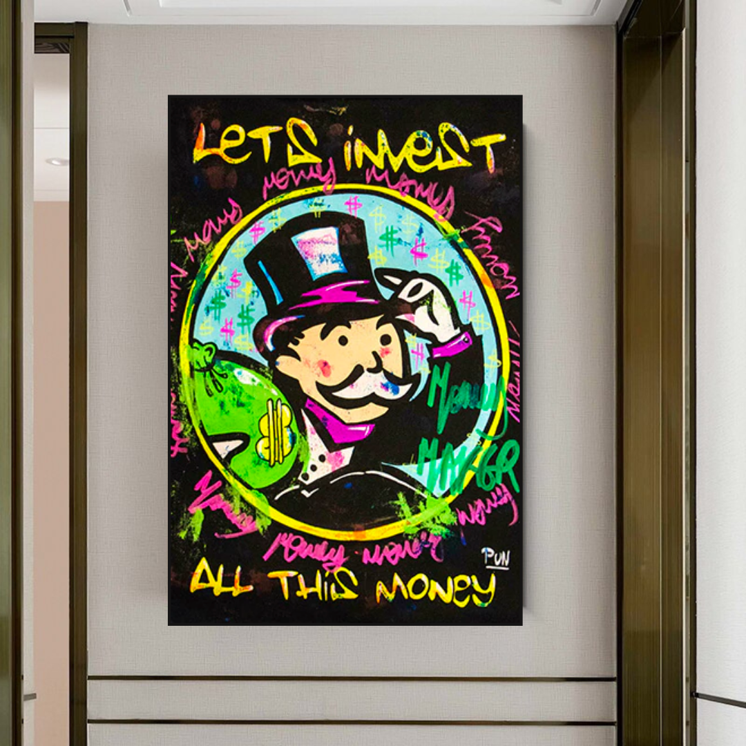 ChandeliersDecor.com-Monopoly Wall Poster-Alec Monopoly Lets Invest All Your money Canvas Art