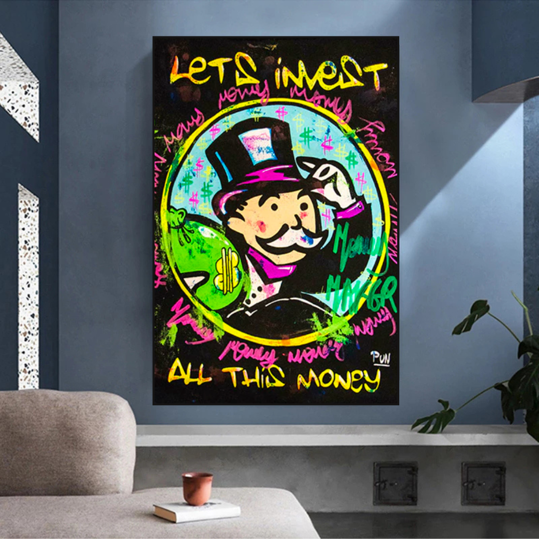 ChandeliersDecor.com-Monopoly Wall Poster-Alec Monopoly Lets Invest All Your money Canvas Art