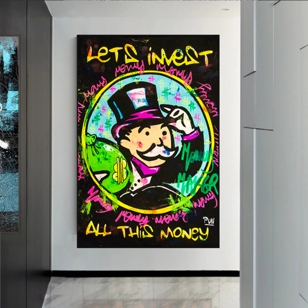 ChandeliersDecor.com-Monopoly Wall Poster-Alec Monopoly Lets Invest All Your money Canvas Art