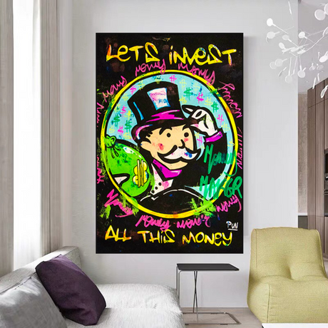 ChandeliersDecor.com-Monopoly Wall Poster-Alec Monopoly Lets Invest All Your money Canvas Art