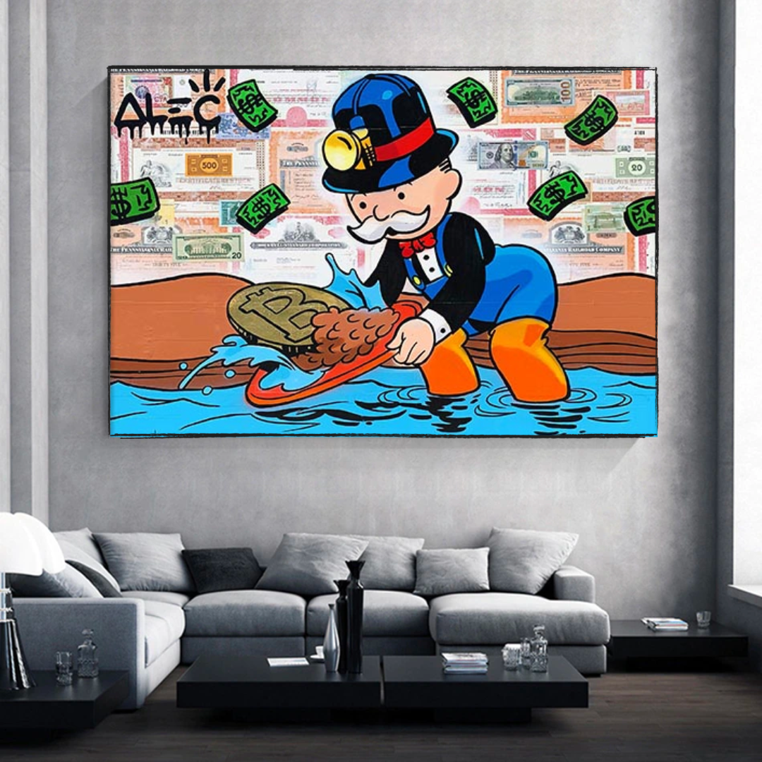 ChandeliersDecor.com-Monopoly Wall Poster-Alec Monopoly Man Bitcoin Mining: Crypto Landscape