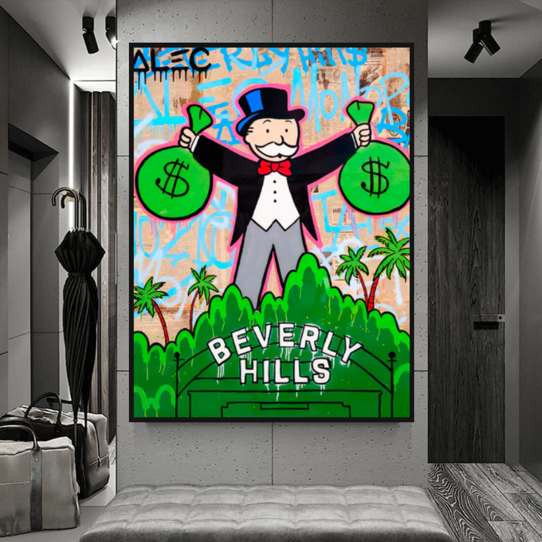 ChandeliersDecor.com-Monopoly Wall Poster-Alec Monopoly Man Holding Bag - Find Exclusive Artworks
