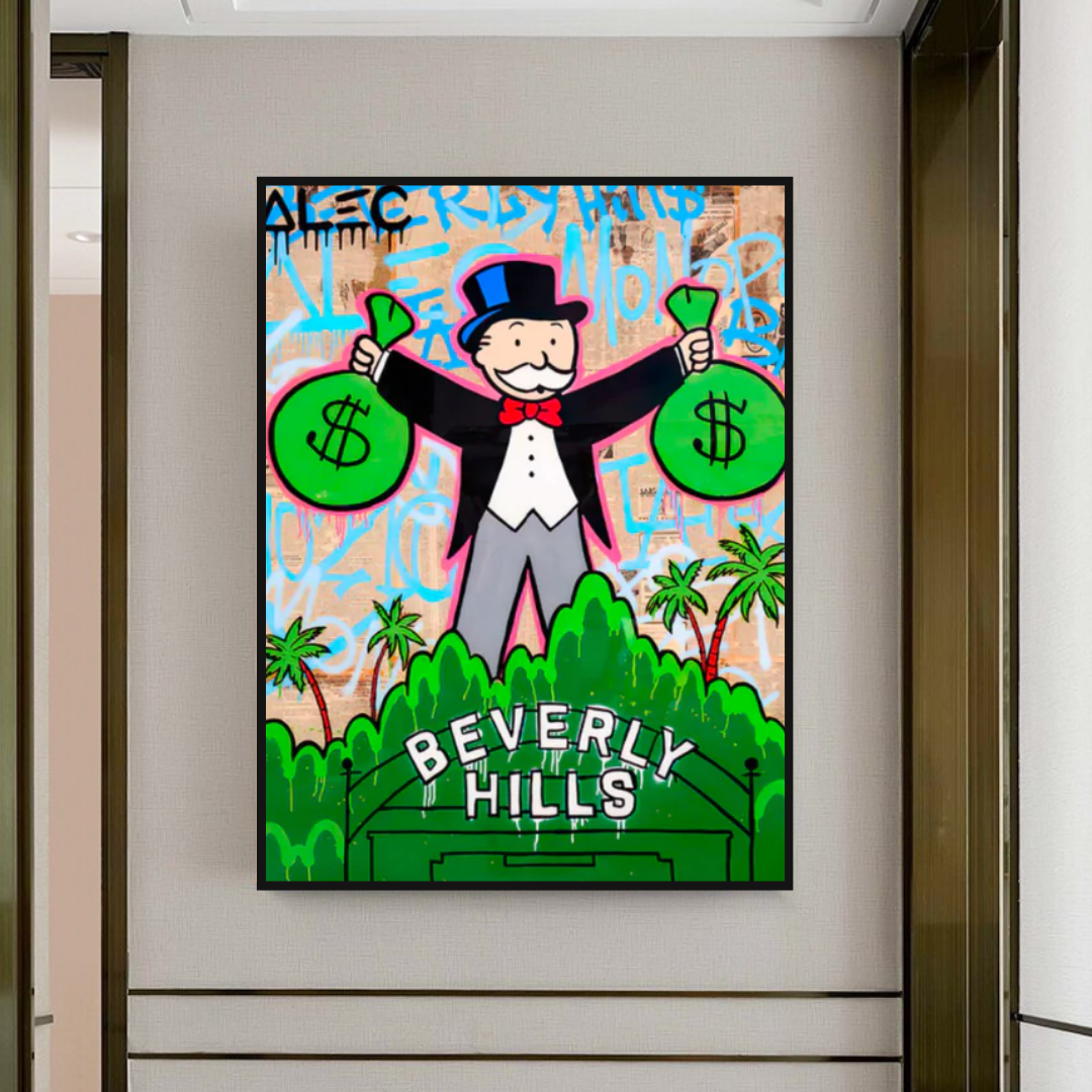 ChandeliersDecor.com-Monopoly Wall Poster-Alec Monopoly Man Holding Bag - Find Exclusive Artworks
