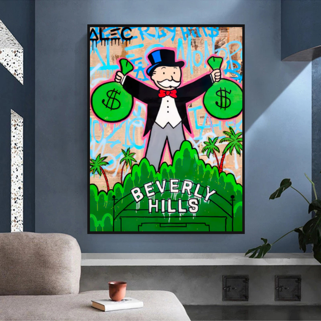 ChandeliersDecor.com-Monopoly Wall Poster-Alec Monopoly Man Holding Bag - Find Exclusive Artworks