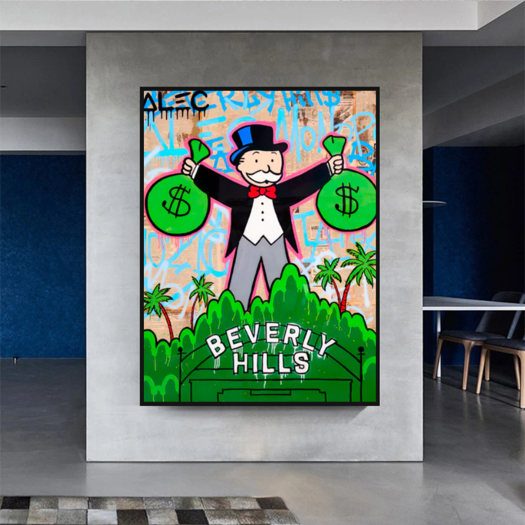 ChandeliersDecor.com-Monopoly Wall Poster-Alec Monopoly Man Holding Bag - Find Exclusive Artworks