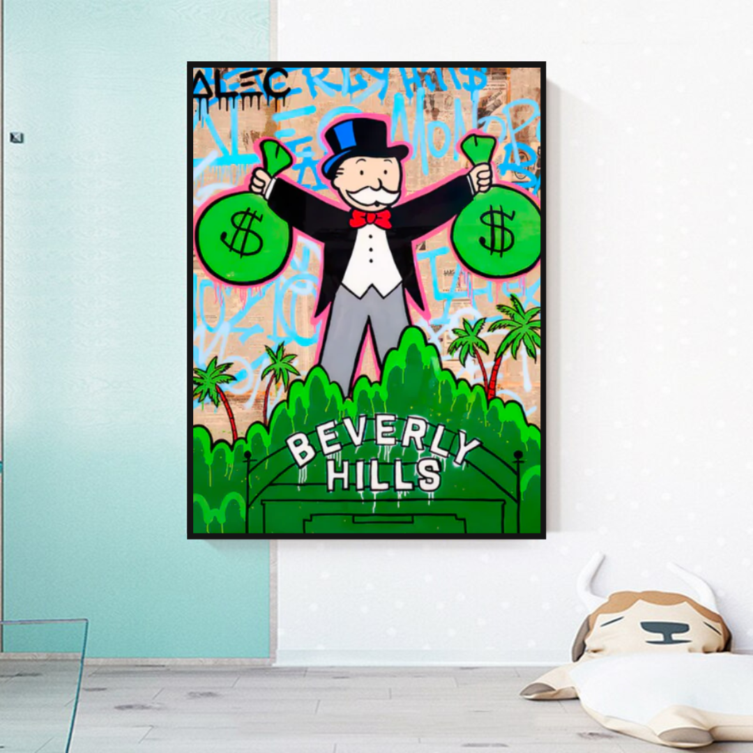 ChandeliersDecor.com-Monopoly Wall Poster-Alec Monopoly Man Holding Bag - Find Exclusive Artworks