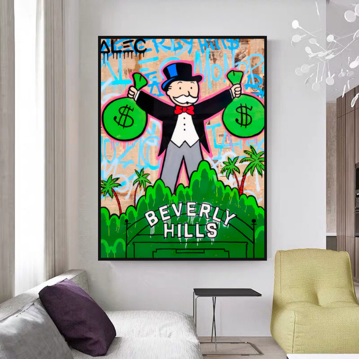 ChandeliersDecor.com-Monopoly Wall Poster-Alec Monopoly Man Holding Bag - Find Exclusive Artworks