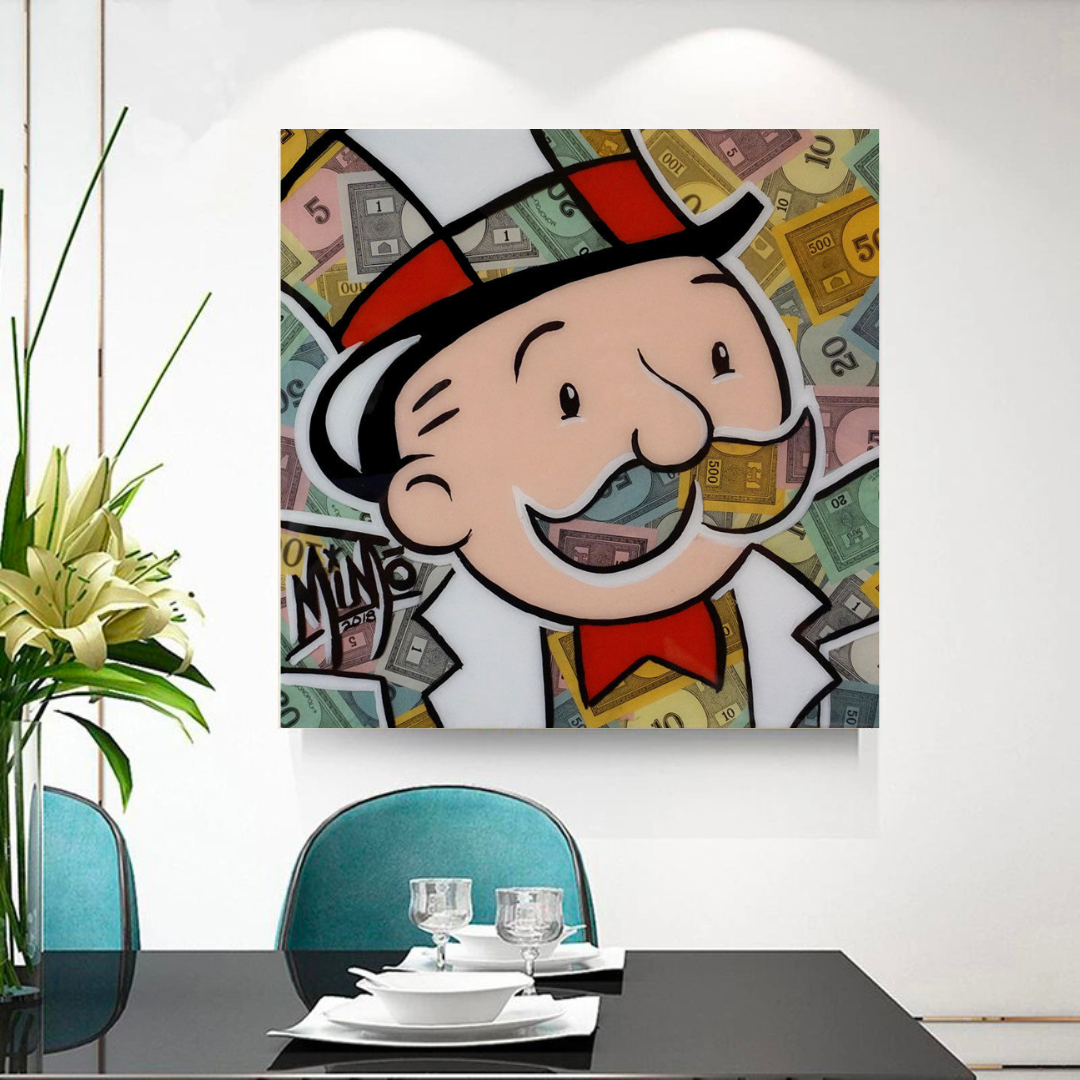 ChandeliersDecor.com-Monopoly Wall Poster-Alec Monopoly Man Premium Money Canvas Wall Art