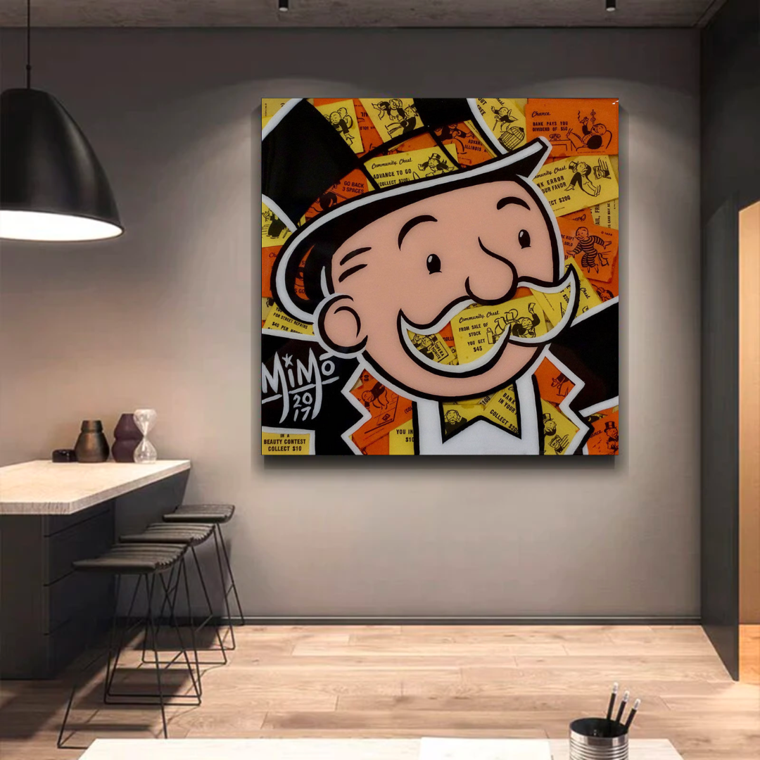 ChandeliersDecor.com-Monopoly Wall Poster-Alec Monopoly Man Premium Money Canvas Wall Art