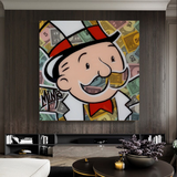 ChandeliersDecor.com-Monopoly Wall Poster-Alec Monopoly Man Premium Money Canvas Wall Art